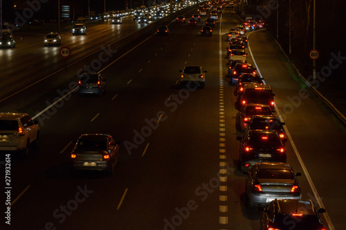 car traffic at night on the road