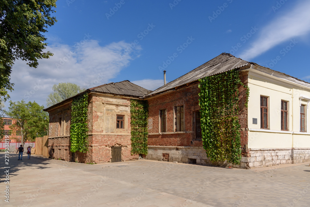 Old brick building on the street of the city of Tula. Russia