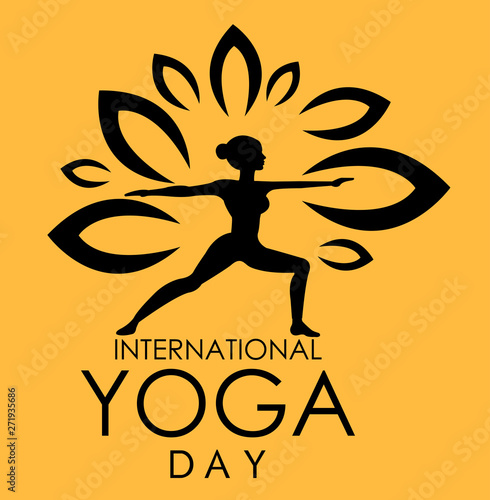 illustration of woman doing asana for International Yoga Day on 21st June - banner