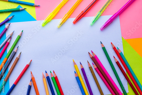 colorful background with colored pencils
