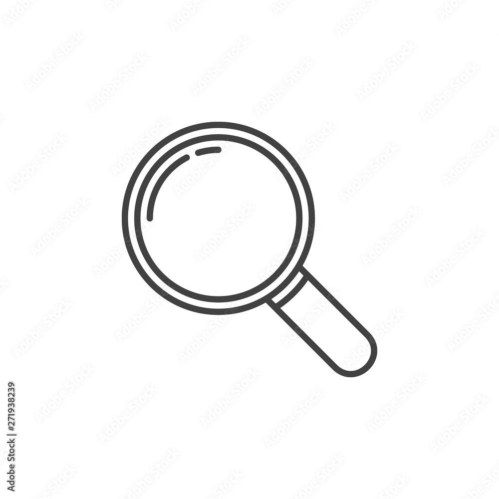 Magnifying Glass outline icon. Vector Magnify symbol in thin line style Magnifying Glass outline icon. Vector Magnify symbol in thin line style