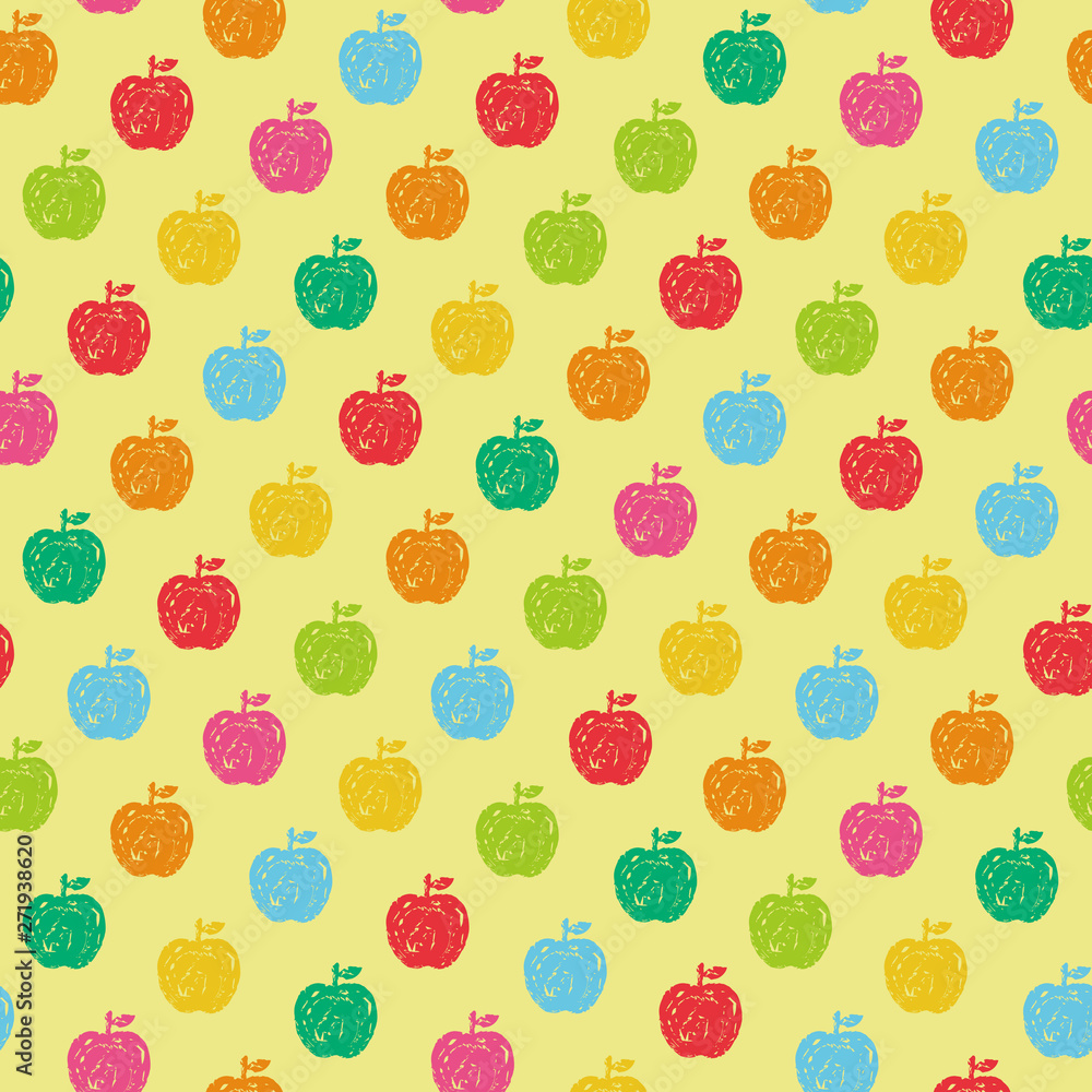 りんご クレヨン風 黄色背景 Stock Vector Adobe Stock