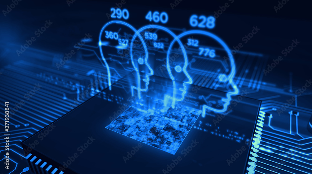 CPU on board with social scoring hologram CPU on board with social scoring hologram