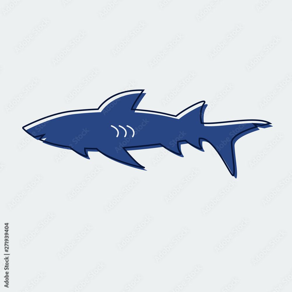 Obraz premium Shark Flat Line icon.For web design.Vector Illustration
