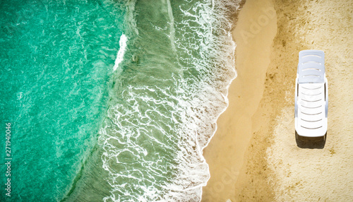Aerial view of summer beach and ocean landscape. Free space for your decoration. 