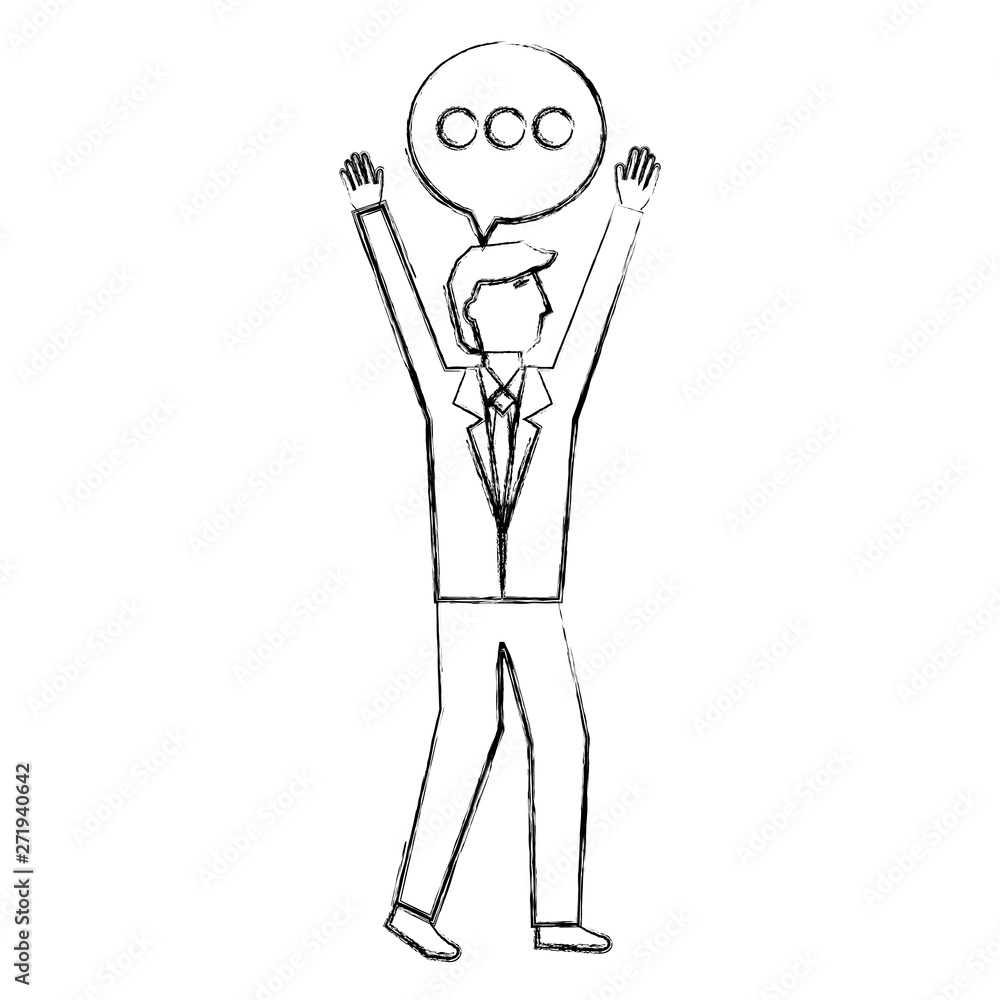 businessman with speech bubble avatar character businessman with speech bubble avatar character