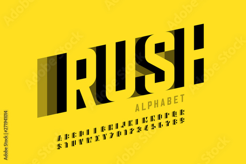 Speed style font design, alphabet letters and numbers photo