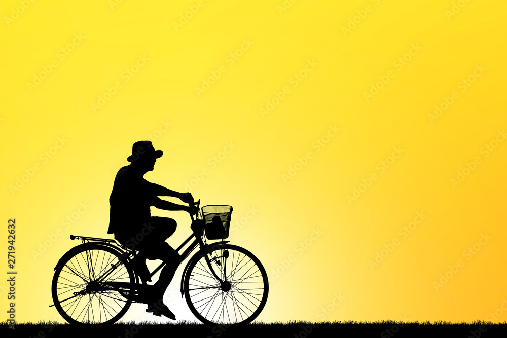 Fototapeta premium Cycling Silhouette on sunrise background