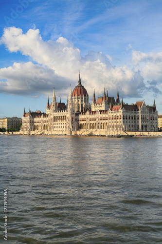 Beautiful view of the Parliament building and the Danube River in Budapest  Hungary