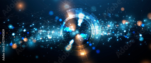 Neural network concept. Connected cells with links. High technology process. Abstract background