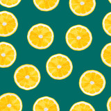 Fruits seamless pattern. Lemons slice for background. Lemon texture design for textiles, wallpaper, fabric.