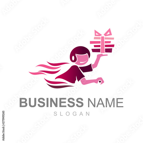 fast packet delivery logo with courier service, logo ready to use
