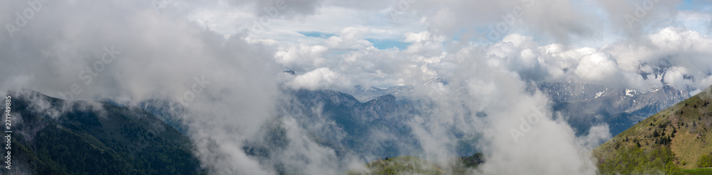 French landscape - Les Ecrins. Panoramic view over the peaks of Les Ecrins nearby Grenoble.