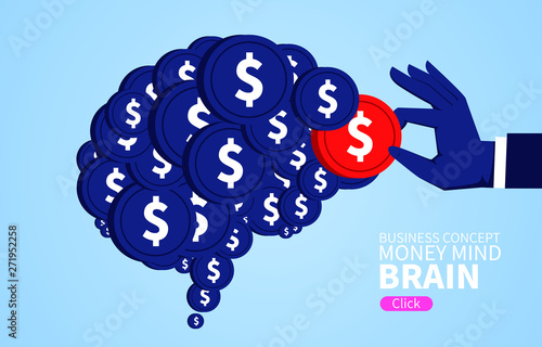 Gold coin composed of brain, money idea