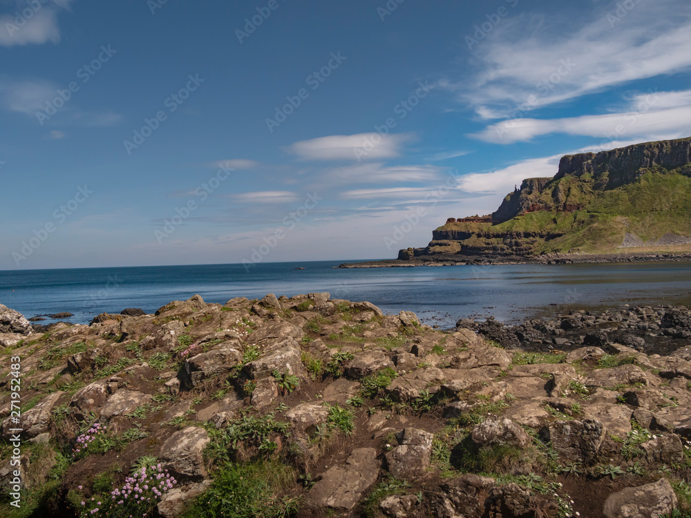 The typical rock formations of Giants Causeway in Northern Ireland - travel photography
