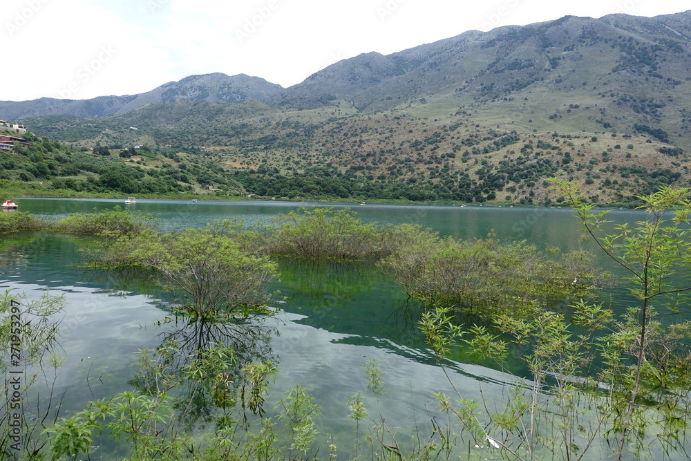 Photo from iconic natural lake of Kourna with amazing colours, Chania, Crete island, Greece Photo from iconic natural lake of Kourna with amazing colours, Chania, Crete island, Greece