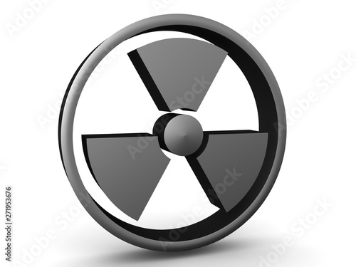 3D Rendering of grey radioactive symbol