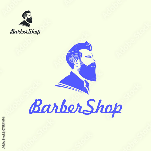 barber shop cute haiir cutting logotype photo