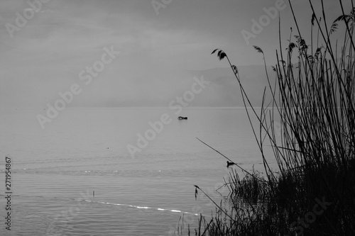 Fishing boat at Kastoria lake photo