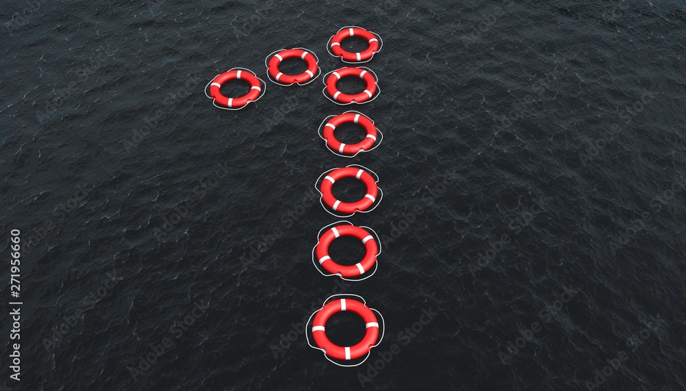 Obraz premium 3D illustration of Lifebuoy in the shape of letter