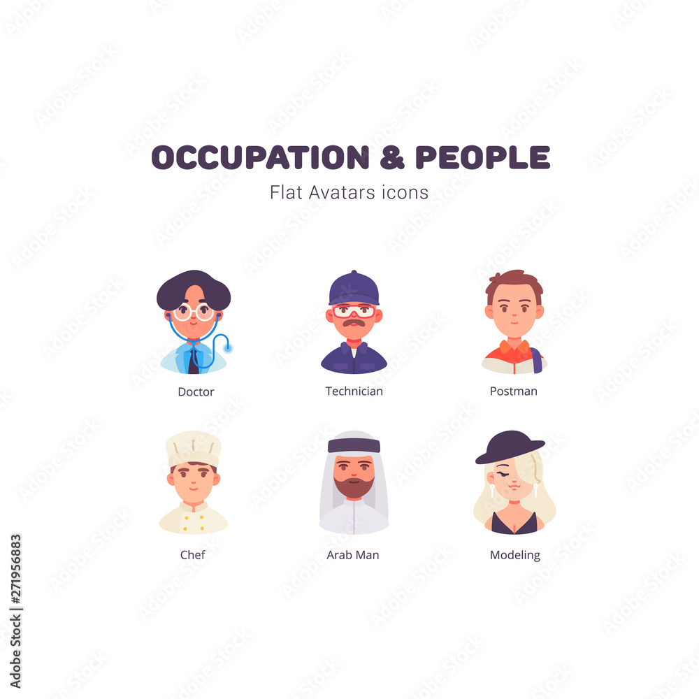 Occupation and people avatar flat icons Occupation and people avatar flat icons