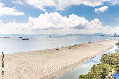 Elevated view of Penang's Gurney Drive sea reclamation