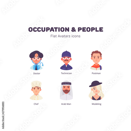 Occupation and people avatar flat icons