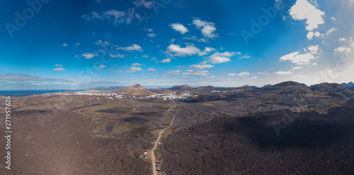 Panoramic view of Caldeira Branca  Parque Nacional de Timanfaya  Lanzarote  Spain