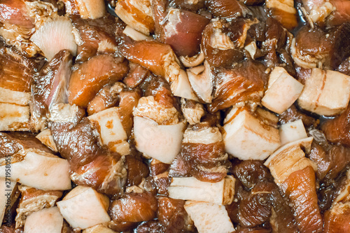 Chopped pork meat and fat cap - mixed with soya sauce - Abstract background