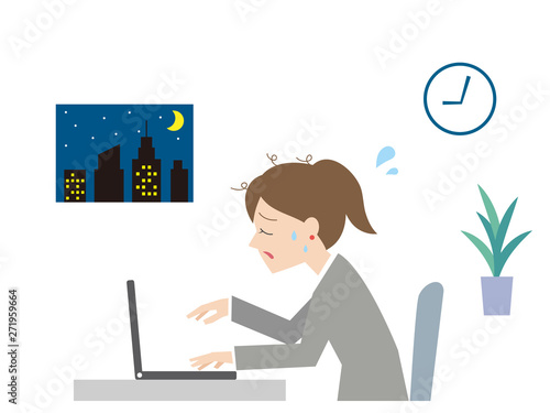 残業する女性1