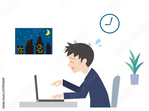 残業する男性1