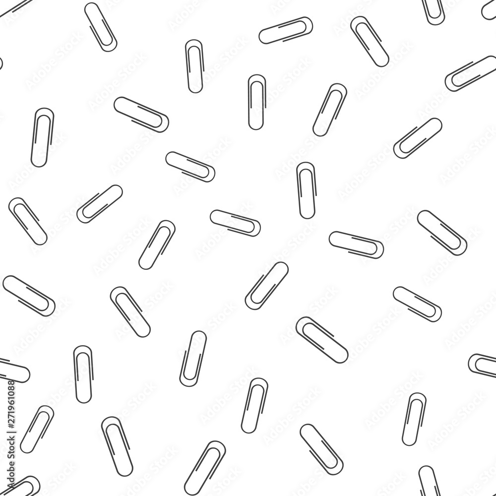 Vector icon of a paper clip seamless pattern on a white background. Layers grouped for easy editing illustration. For your design Vector icon of a paper clip seamless pattern on a white background. Layers grouped for easy editing illustration. For your design