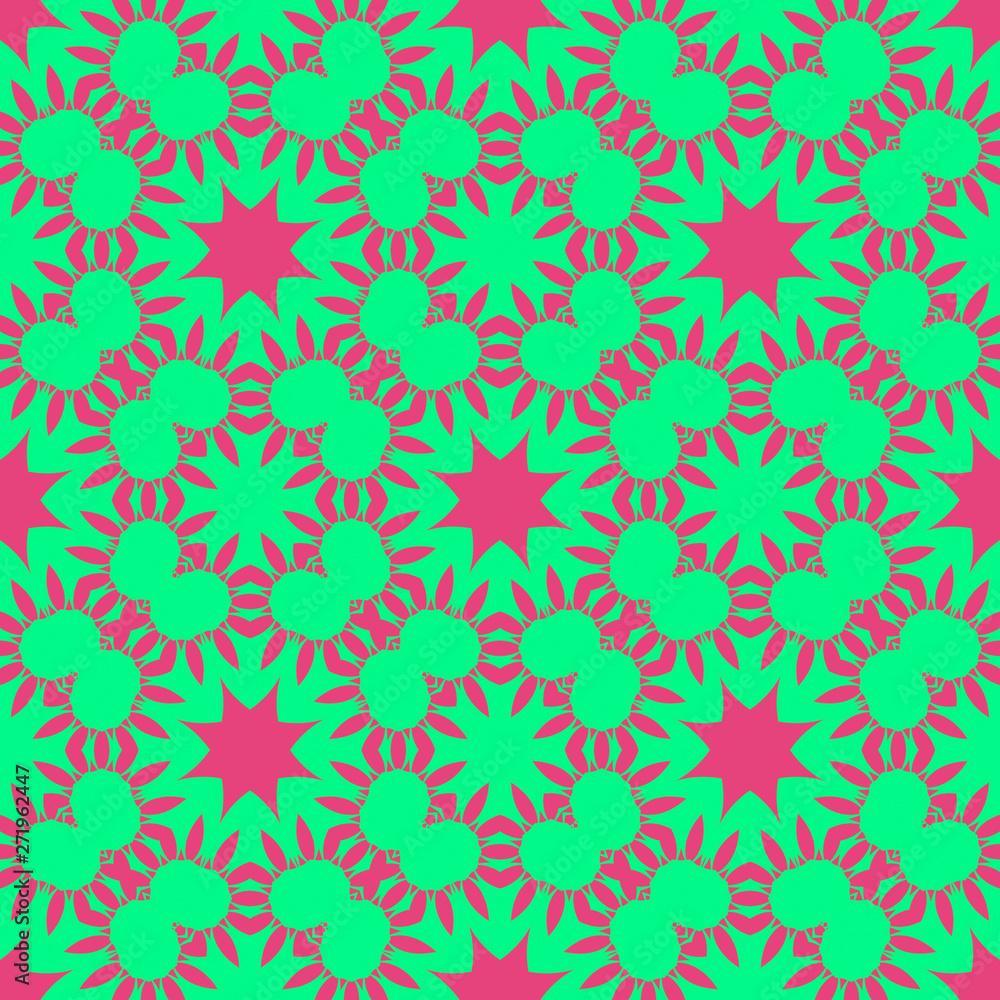 Fototapeta premium Pink and green floral beauty flat pattern