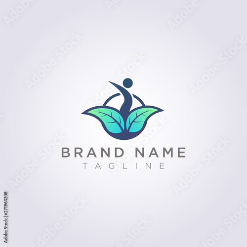 Design a person symbol logo with surrounding leaves for your business or brand