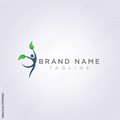 Logo design symbols of people dancing with leaf hands for your Business or Brand