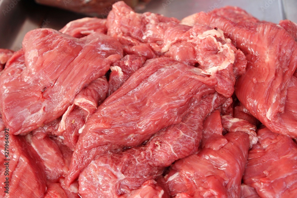 raw beef for cooking at the market