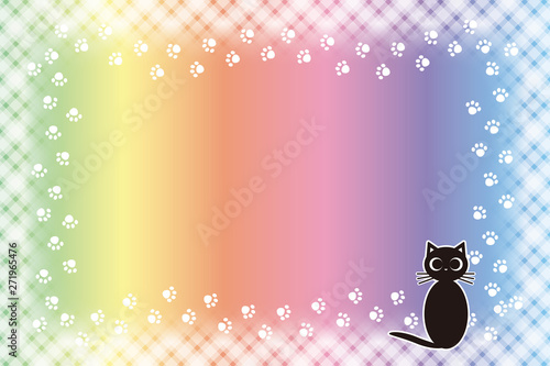 #Background #wallpaper #Vector #Illustration #design #free #free_size #charge_free #colorful #color rainbow,show business,entertainment,party,image  背景素材壁紙,写真フレーム,メッセージ枠,猫,足跡,肉球,ペット,コピースペース,動物病院,広告宣伝