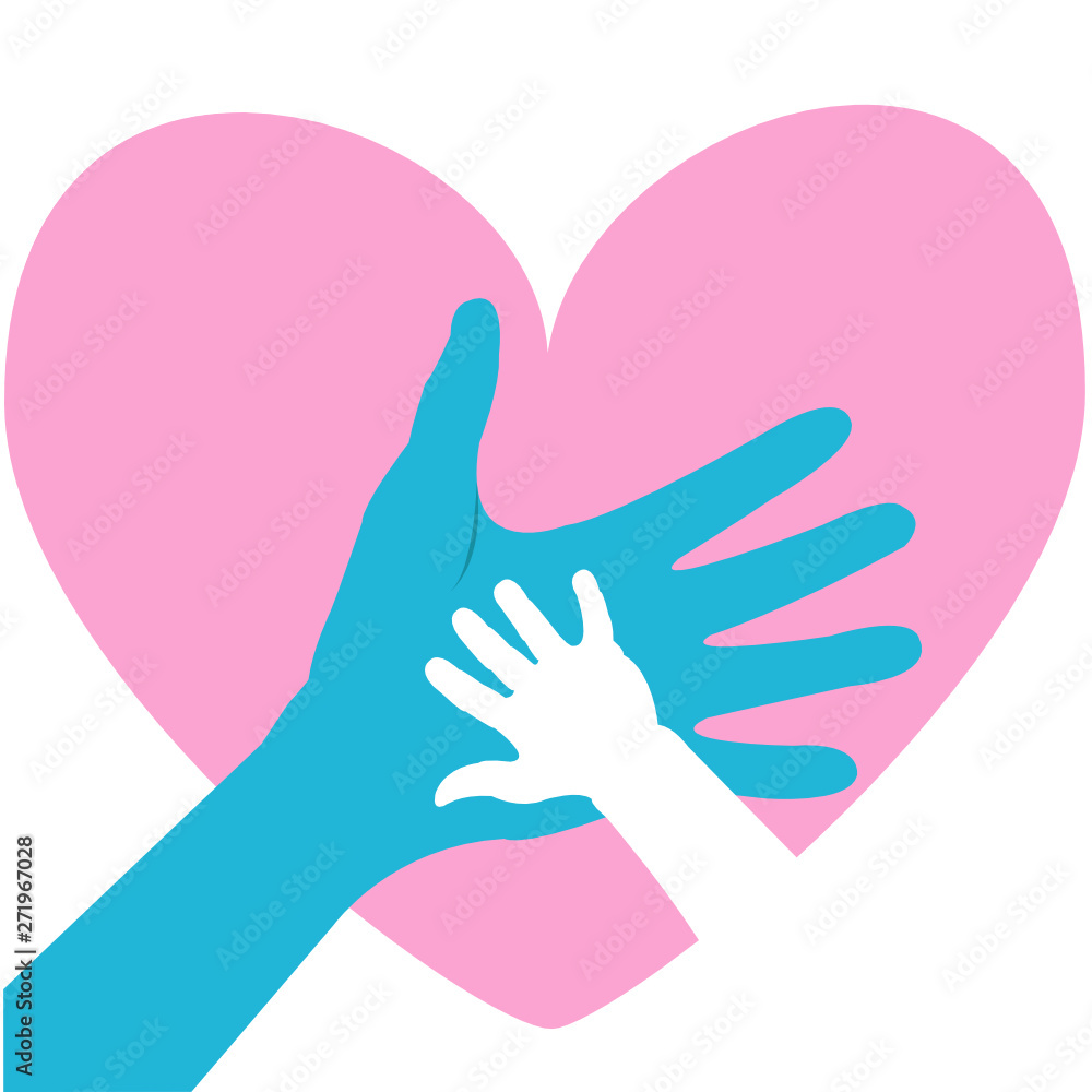 Hand of child and father or parent. Happy Father's Day greeting card Hand of child and father or parent. Happy Father's Day greeting card