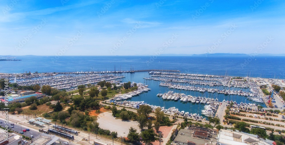 Aerial view of the marina in Athens, Greece