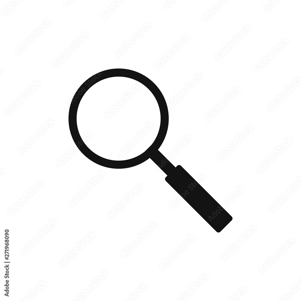 Magnifying glass icon, loupe symbol, flat design template, vector illustration Magnifying glass icon, loupe symbol, flat design template, vector illustration
