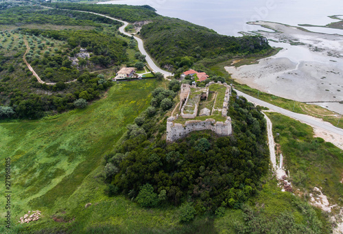 Aerial view of medieval castle of Grivas, Lefkada,Greece photo