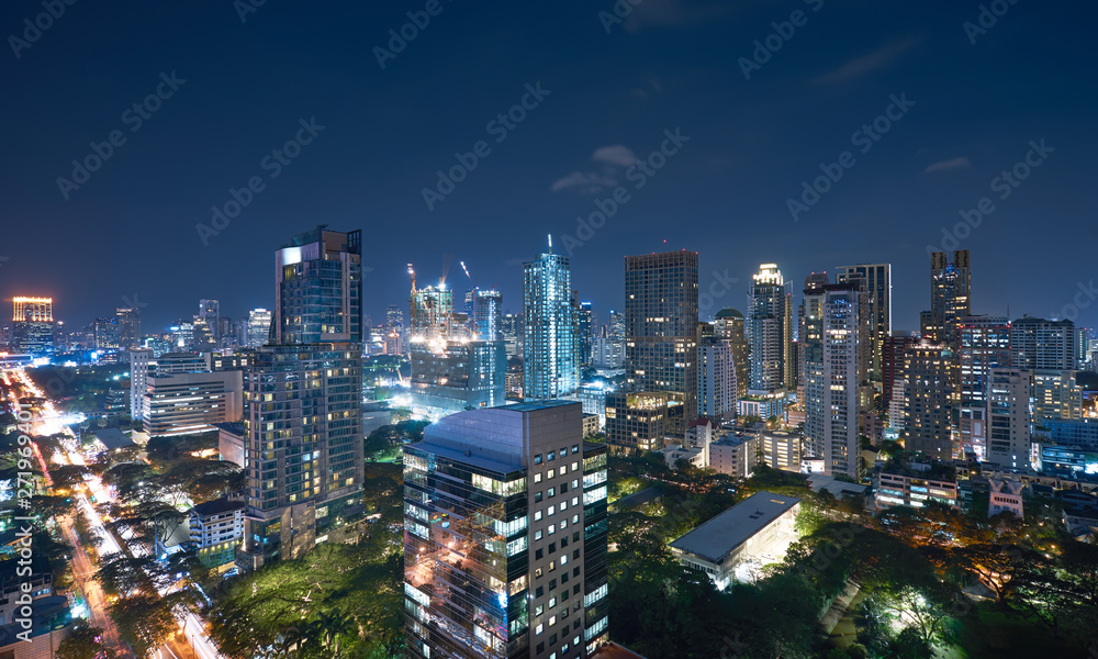 Bangkok urban cityscape skyline , night scene .