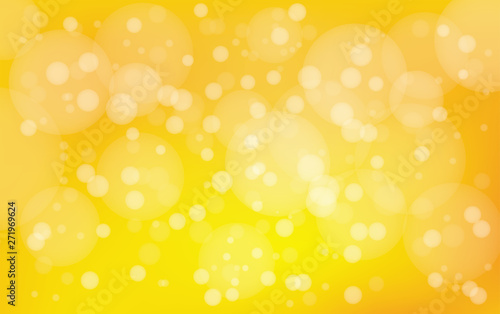 Bokeh vector background. Yellow golden sparkle magic blurry effect with copy space for your text. Defocused wallpaper with glowing circles.