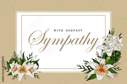 Wallpaper Mural Condolences sympathy card floral lily bouquet and lettering