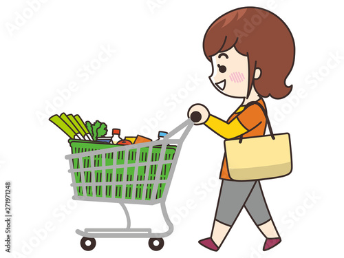 買い物中の若い女性