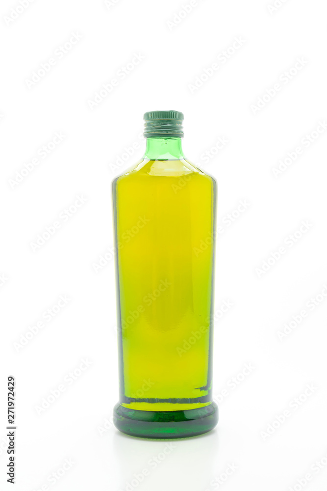 olive oil bottle on white background