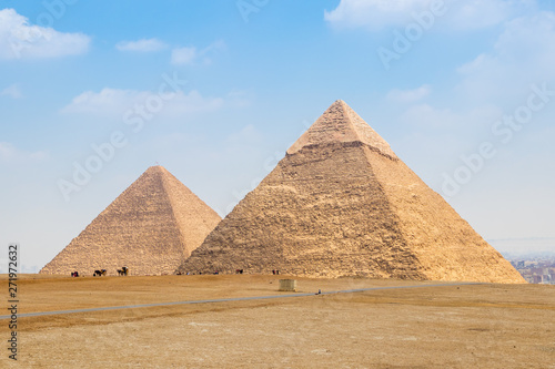 The Pyramid of Khufu and the Pyramid of Khafre in Egypt
