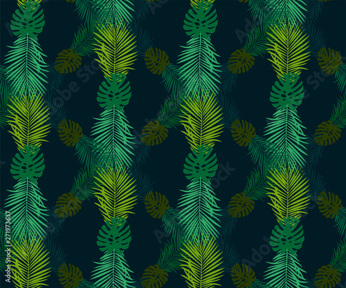 Vector tropical flowers and leaves pattern. Exotic seamless pattern ornament. Vector pattern. 