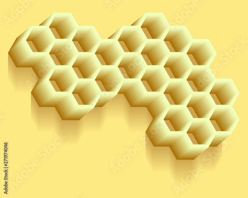 3D Abstract honeycomb hexagon yellow shade pattern background