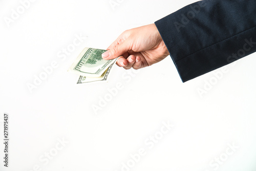 hand is holding american dollars